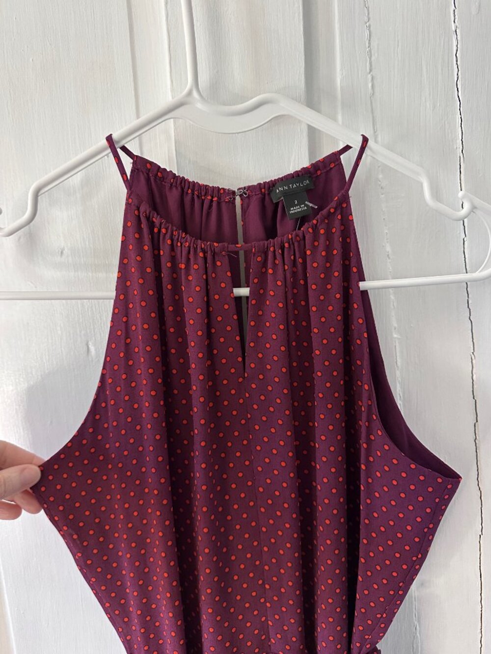 Ann Taylor Size 2 Pleated Polka Dot Sun Dress - Picture 3 of 9